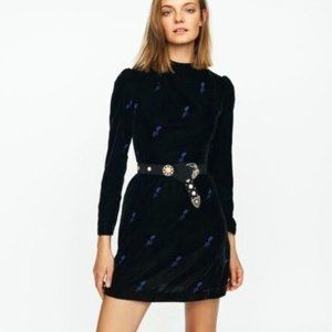 Maje Ripicow Velvet Embroidered Dress - Maje Size 2